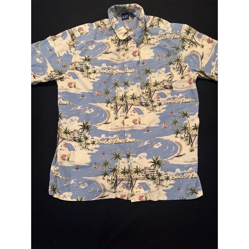 Gap Hawaiian All‎ Over Print Beach Shirt Short Sleeve Y2K Mens Medium